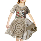 Kookaburra Bottlebrushes Personalised Kid Short Sleeve Dress Aboriginal Australian Dot Painting - Aussie Hoodie