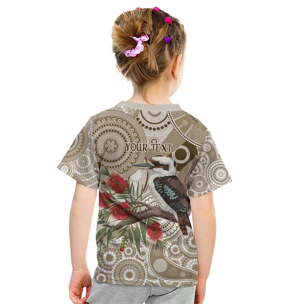 Kookaburra Bottlebrushes Personalised Kid T Shirt Aboriginal Australian Dot Painting - Aussie Hoodie