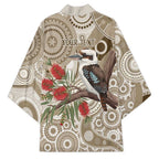 Kookaburra Bottlebrushes Personalised Kimono Aboriginal Australian Dot Painting - Aussie Hoodie