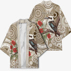 Kookaburra Bottlebrushes Personalised Kimono Aboriginal Australian Dot Painting - Aussie Hoodie
