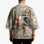 Kookaburra Bottlebrushes Personalised Kimono Aboriginal Australian Dot Painting - Aussie Hoodie