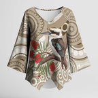 Kookaburra Bottlebrushes Personalised Kimono Sleeve Blouse Aboriginal Australian Dot Painting - Aussie Hoodie