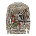 Kookaburra Bottlebrushes Personalised Long Sleeve Shirt Aboriginal Australian Dot Painting - Aussie Hoodie
