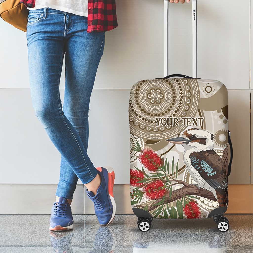 Kookaburra Bottlebrushes Personalised Luggage Cover Aboriginal Australian Dot Painting - Aussie Hoodie