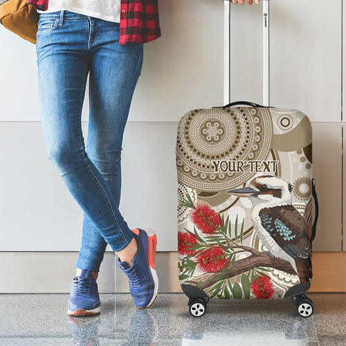 Kookaburra Bottlebrushes Personalised Luggage Cover Aboriginal Australian Dot Painting - Aussie Hoodie