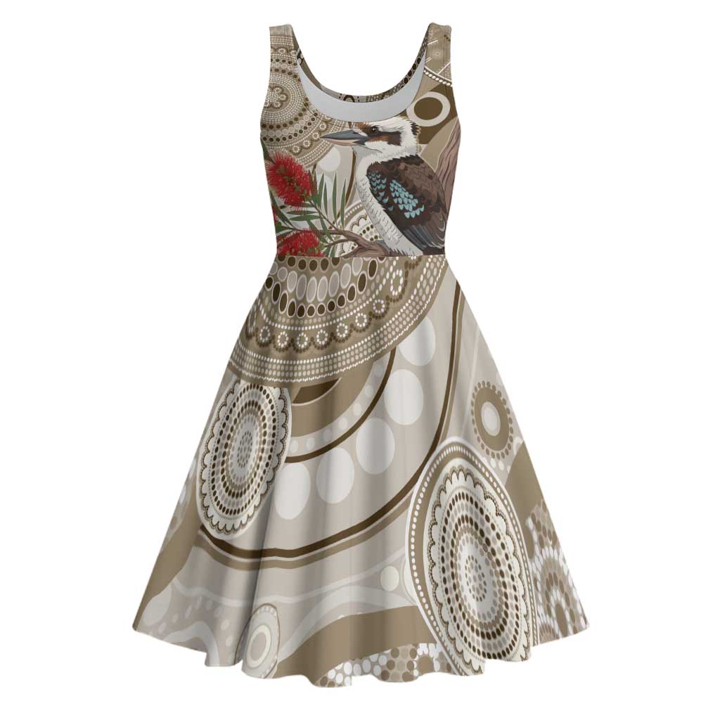 Kookaburra Bottlebrushes Personalised Midi Dress Aboriginal Australian Dot Painting - Aussie Hoodie