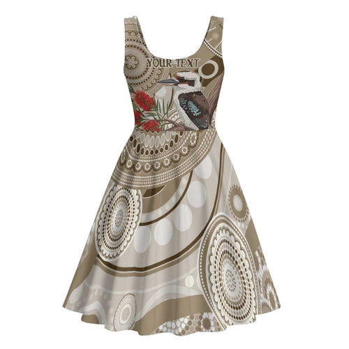 Kookaburra Bottlebrushes Personalised Midi Dress Aboriginal Australian Dot Painting - Aussie Hoodie