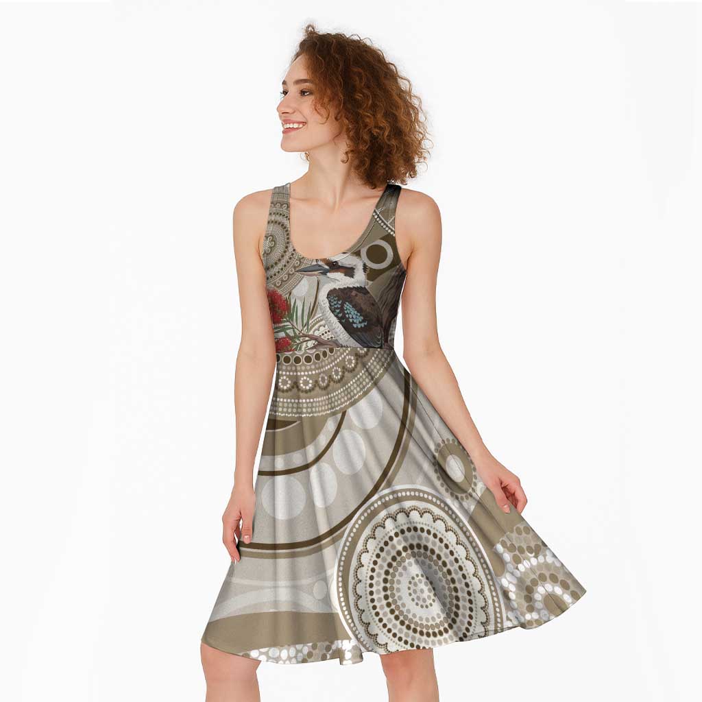 Kookaburra Bottlebrushes Personalised Midi Dress Aboriginal Australian Dot Painting - Aussie Hoodie