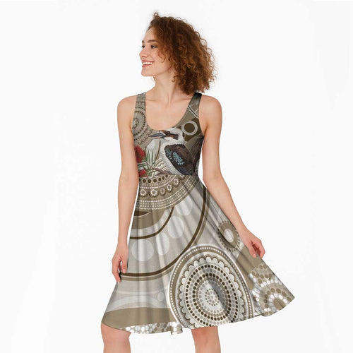 Kookaburra Bottlebrushes Personalised Midi Dress Aboriginal Australian Dot Painting - Aussie Hoodie