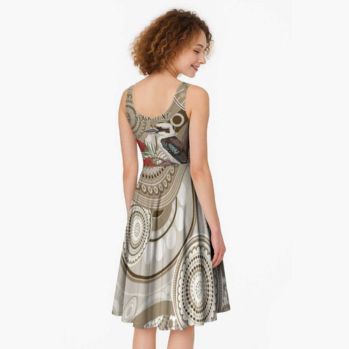 Kookaburra Bottlebrushes Personalised Midi Dress Aboriginal Australian Dot Painting - Aussie Hoodie