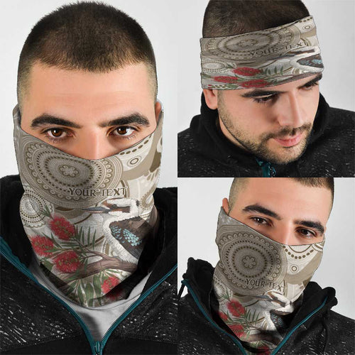 Kookaburra Bottlebrushes Personalised Neck Gaiter Aboriginal Australian Dot Painting - Aussie Hoodie