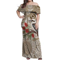 Kookaburra Bottlebrushes Personalised Off Shoulder Maxi Dress Aboriginal Australian Dot Painting - Aussie Hoodie