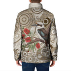 Kookaburra Bottlebrushes Personalised Padded Jacket Aboriginal Australian Dot Painting - Aussie Hoodie