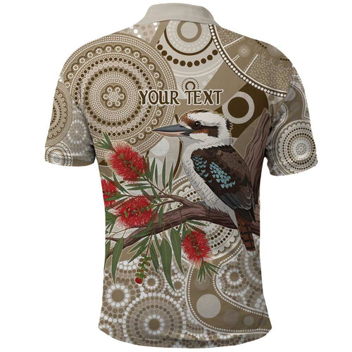 Kookaburra Bottlebrushes Personalised Polo Shirt Aboriginal Australian Dot Painting - Aussie Hoodie