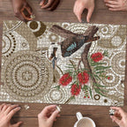 Kookaburra Bottlebrushes Personalised Puzzle Aboriginal Australian Dot Painting - Aussie Hoodie