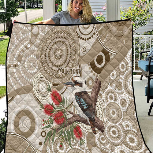 Kookaburra Bottlebrushes Personalised Quilt Aboriginal Australian Dot Painting - Aussie Hoodie
