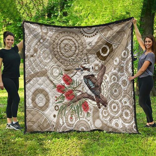 Kookaburra Bottlebrushes Personalised Quilt Aboriginal Australian Dot Painting - Aussie Hoodie