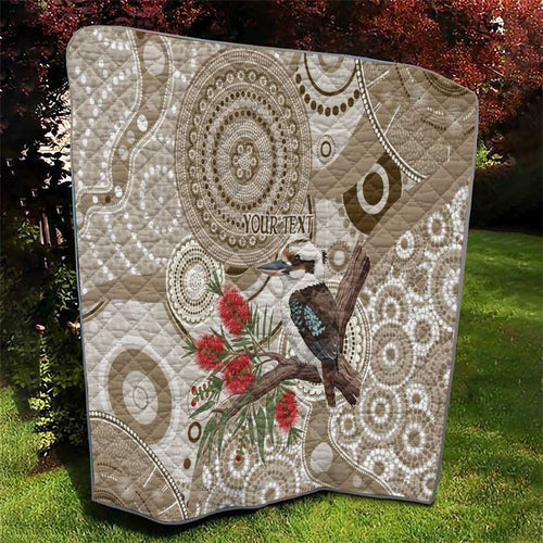 Kookaburra Bottlebrushes Personalised Quilt Aboriginal Australian Dot Painting - Aussie Hoodie