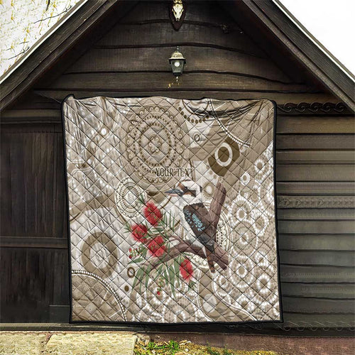Kookaburra Bottlebrushes Personalised Quilt Aboriginal Australian Dot Painting - Aussie Hoodie