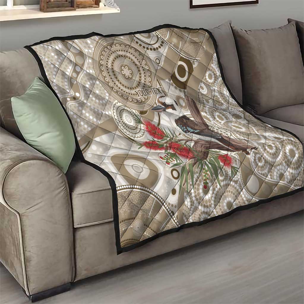 Kookaburra Bottlebrushes Personalised Quilt Aboriginal Australian Dot Painting - Aussie Hoodie
