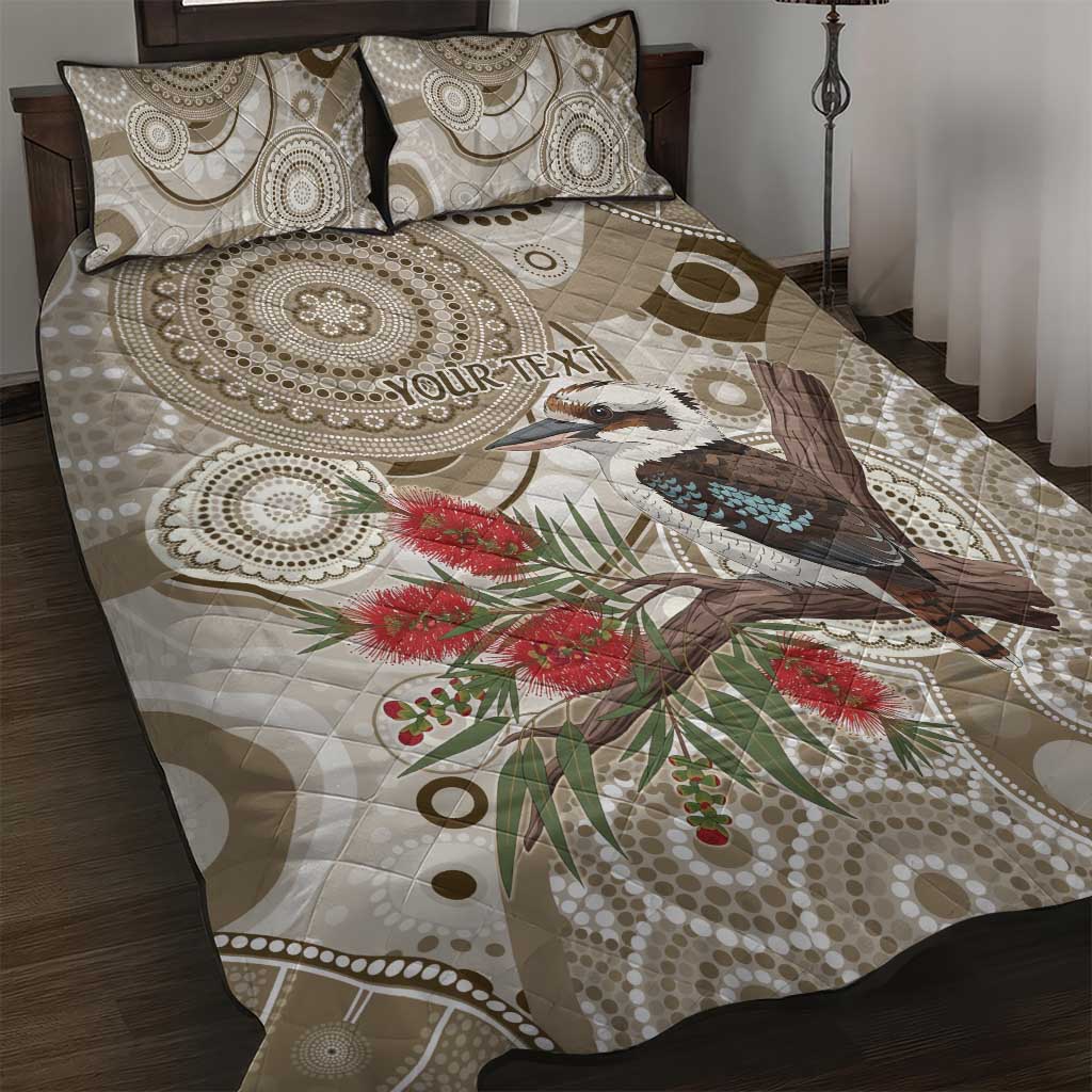 Kookaburra Bottlebrushes Personalised Quilt Bed Set Aboriginal Australian Dot Painting - Aussie Hoodie