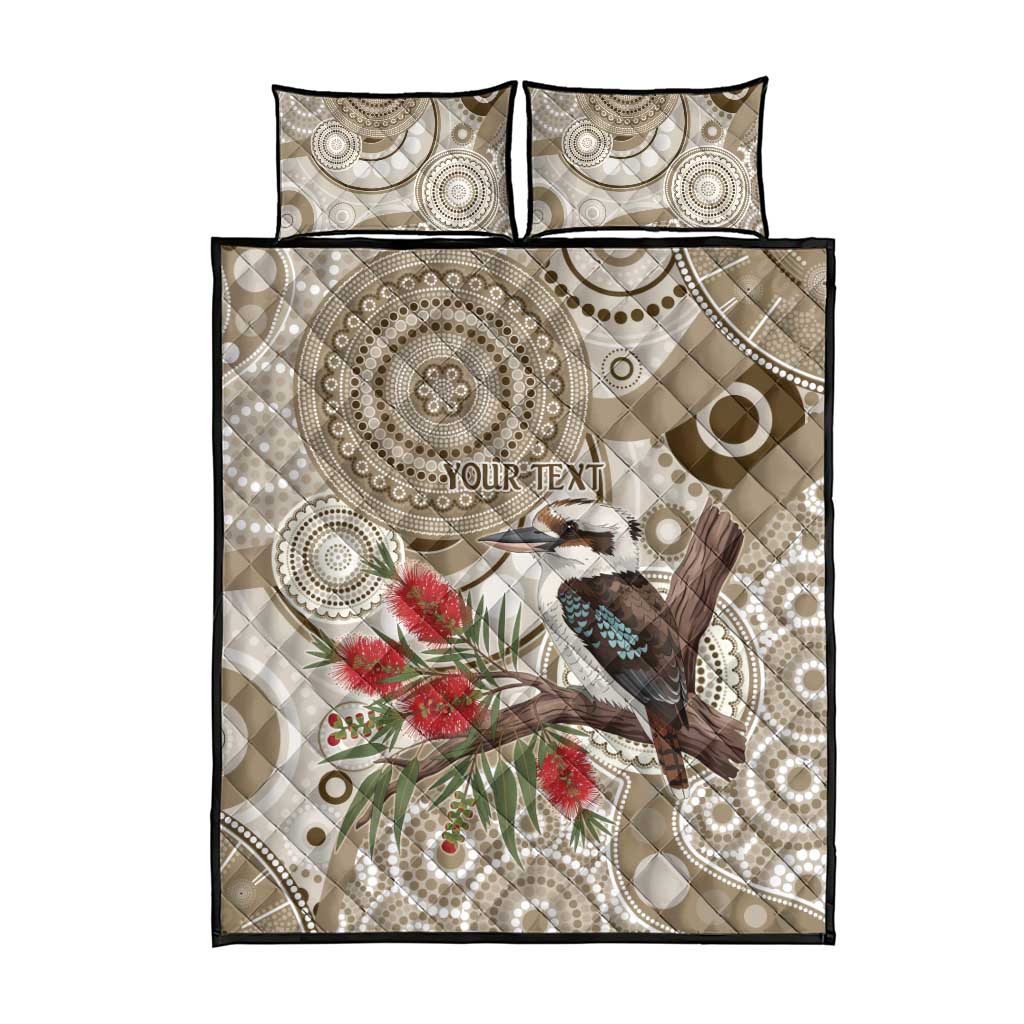 Kookaburra Bottlebrushes Personalised Quilt Bed Set Aboriginal Australian Dot Painting - Aussie Hoodie