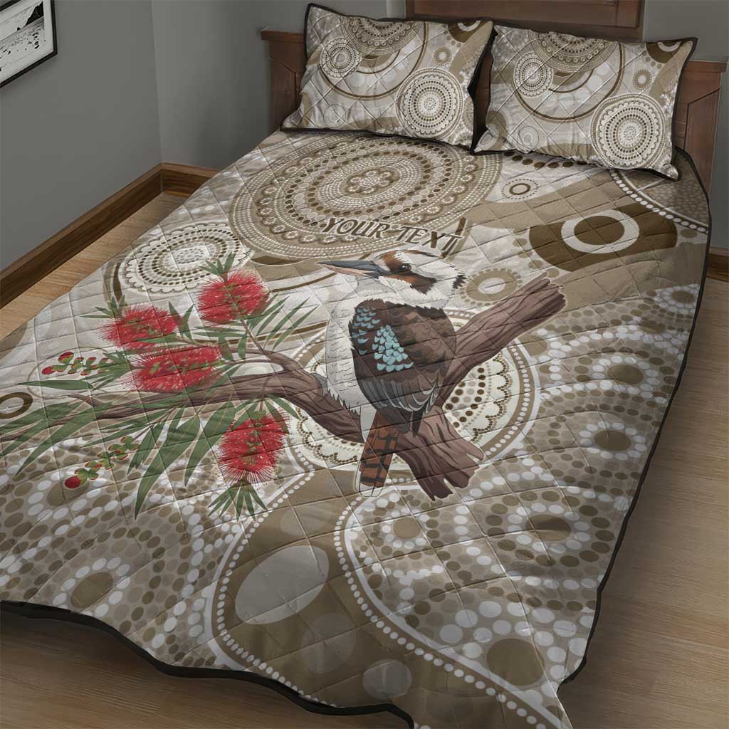 Kookaburra Bottlebrushes Personalised Quilt Bed Set Aboriginal Australian Dot Painting - Aussie Hoodie