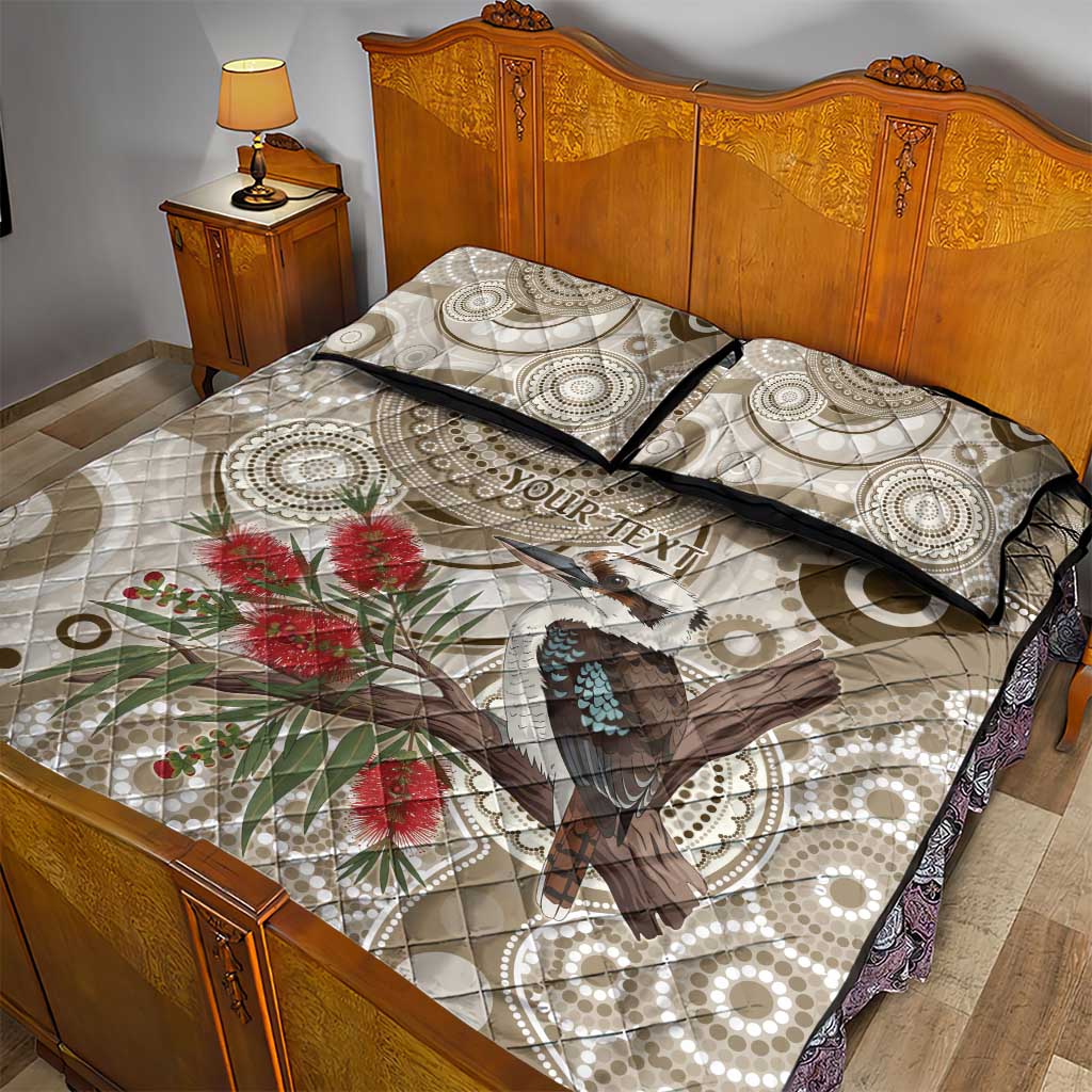 Kookaburra Bottlebrushes Personalised Quilt Bed Set Aboriginal Australian Dot Painting - Aussie Hoodie