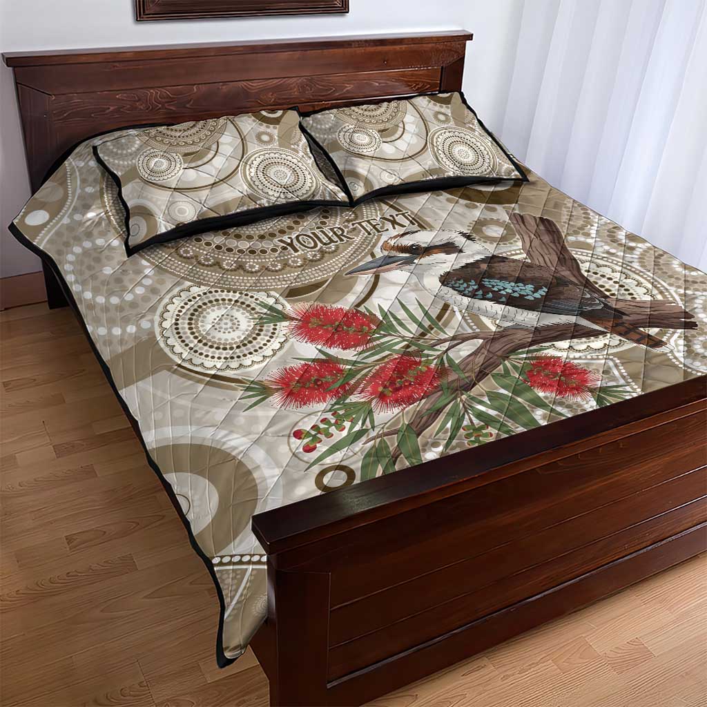 Kookaburra Bottlebrushes Personalised Quilt Bed Set Aboriginal Australian Dot Painting - Aussie Hoodie