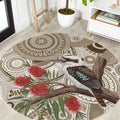Kookaburra Bottlebrushes Personalised Round Carpet Aboriginal Australian Dot Painting - Aussie Hoodie