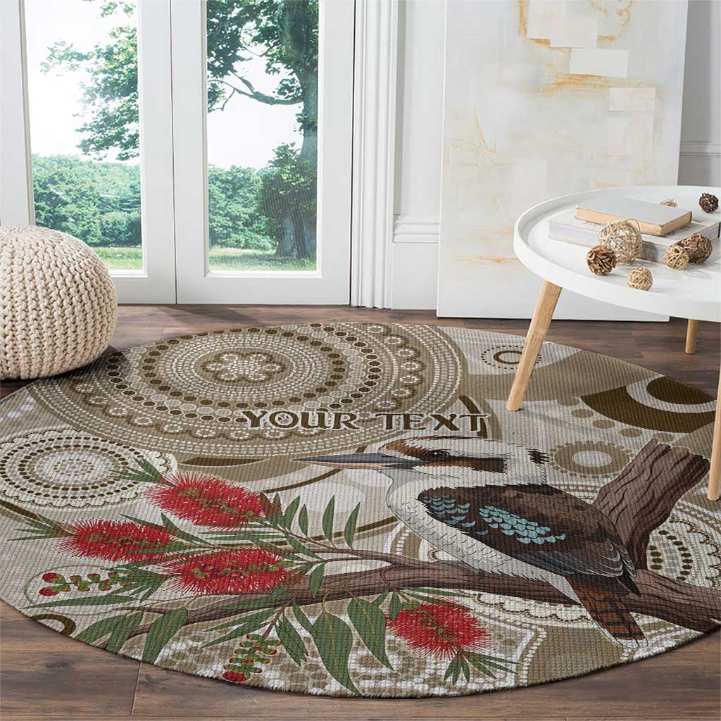 Kookaburra Bottlebrushes Personalised Round Carpet Aboriginal Australian Dot Painting - Aussie Hoodie