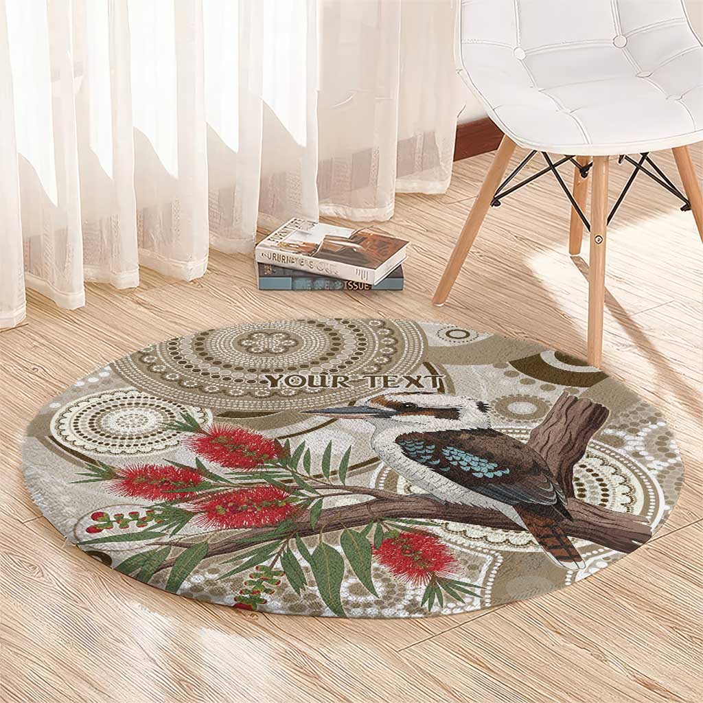 Kookaburra Bottlebrushes Personalised Round Carpet Aboriginal Australian Dot Painting - Aussie Hoodie