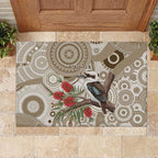 Kookaburra Bottlebrushes Personalised Rubber Doormat Aboriginal Australian Dot Painting - Aussie Hoodie