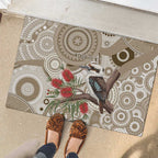 Kookaburra Bottlebrushes Personalised Rubber Doormat Aboriginal Australian Dot Painting - Aussie Hoodie