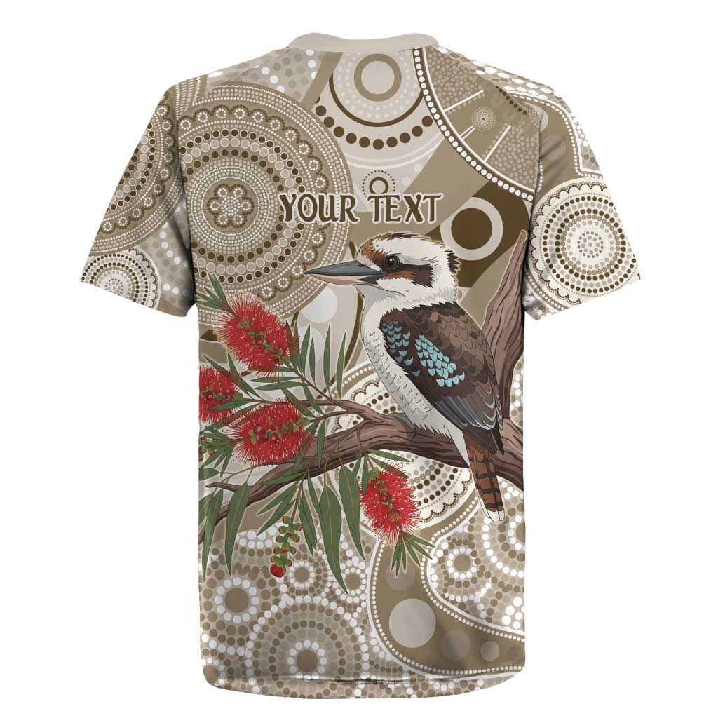 Kookaburra Bottlebrushes Personalised Rugby Jersey Aboriginal Australian Dot Painting - Aussie Hoodie