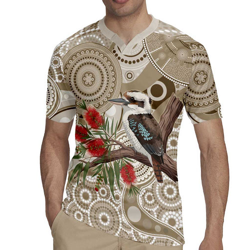 Kookaburra Bottlebrushes Personalised Rugby Jersey Aboriginal Australian Dot Painting - Aussie Hoodie