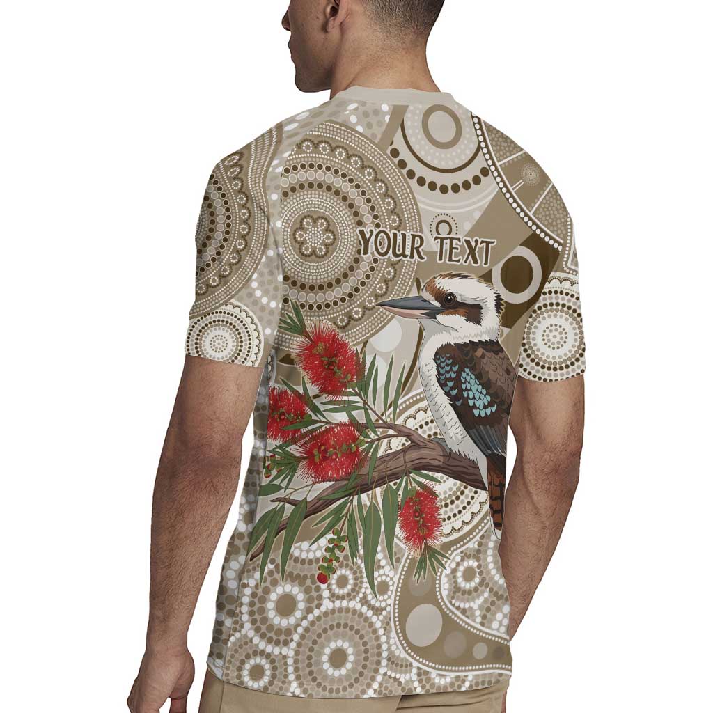 Kookaburra Bottlebrushes Personalised Rugby Jersey Aboriginal Australian Dot Painting - Aussie Hoodie
