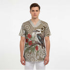 Kookaburra Bottlebrushes Personalised Scrub Top Aboriginal Australian Dot Painting - Aussie Hoodie