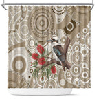 Kookaburra Bottlebrushes Personalised Shower Curtain Aboriginal Australian Dot Painting - Aussie Hoodie