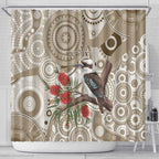 Kookaburra Bottlebrushes Personalised Shower Curtain Aboriginal Australian Dot Painting - Aussie Hoodie