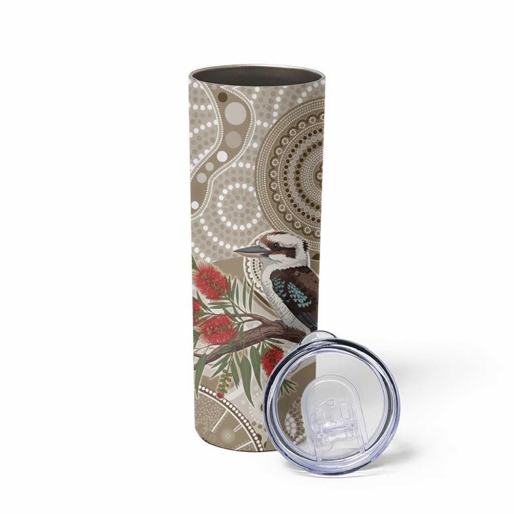 Kookaburra Bottlebrushes Personalised Skinny Tumbler Aboriginal Australian Dot Painting - Aussie Hoodie