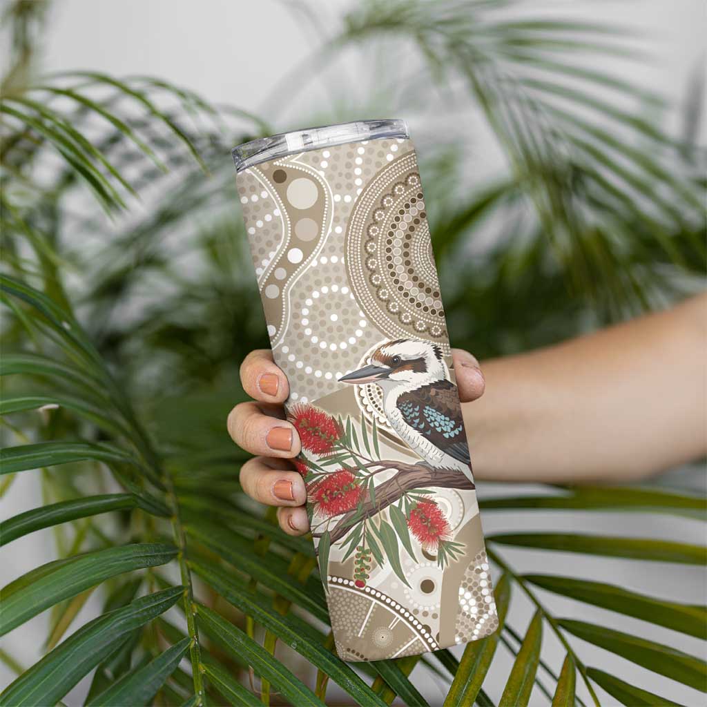 Kookaburra Bottlebrushes Personalised Skinny Tumbler Aboriginal Australian Dot Painting - Aussie Hoodie