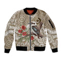 Kookaburra Bottlebrushes Personalised Sleeve Zip Bomber Jacket Aboriginal Australian Dot Painting - Aussie Hoodie