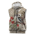 Kookaburra Bottlebrushes Personalised Sleeveless Zip Hoodie Aboriginal Australian Dot Painting LT9