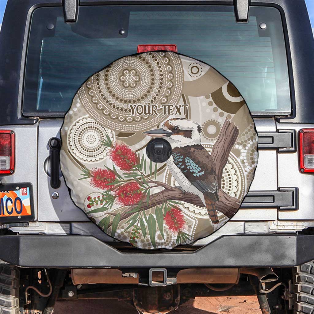 Kookaburra Bottlebrushes Personalised Spare Tire Cover Aboriginal Australian Dot Painting - Aussie Hoodie