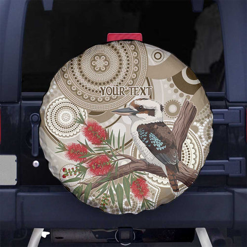 Kookaburra Bottlebrushes Personalised Spare Tire Cover Aboriginal Australian Dot Painting - Aussie Hoodie