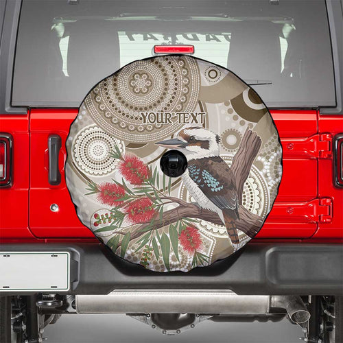 Kookaburra Bottlebrushes Personalised Spare Tire Cover Aboriginal Australian Dot Painting - Aussie Hoodie