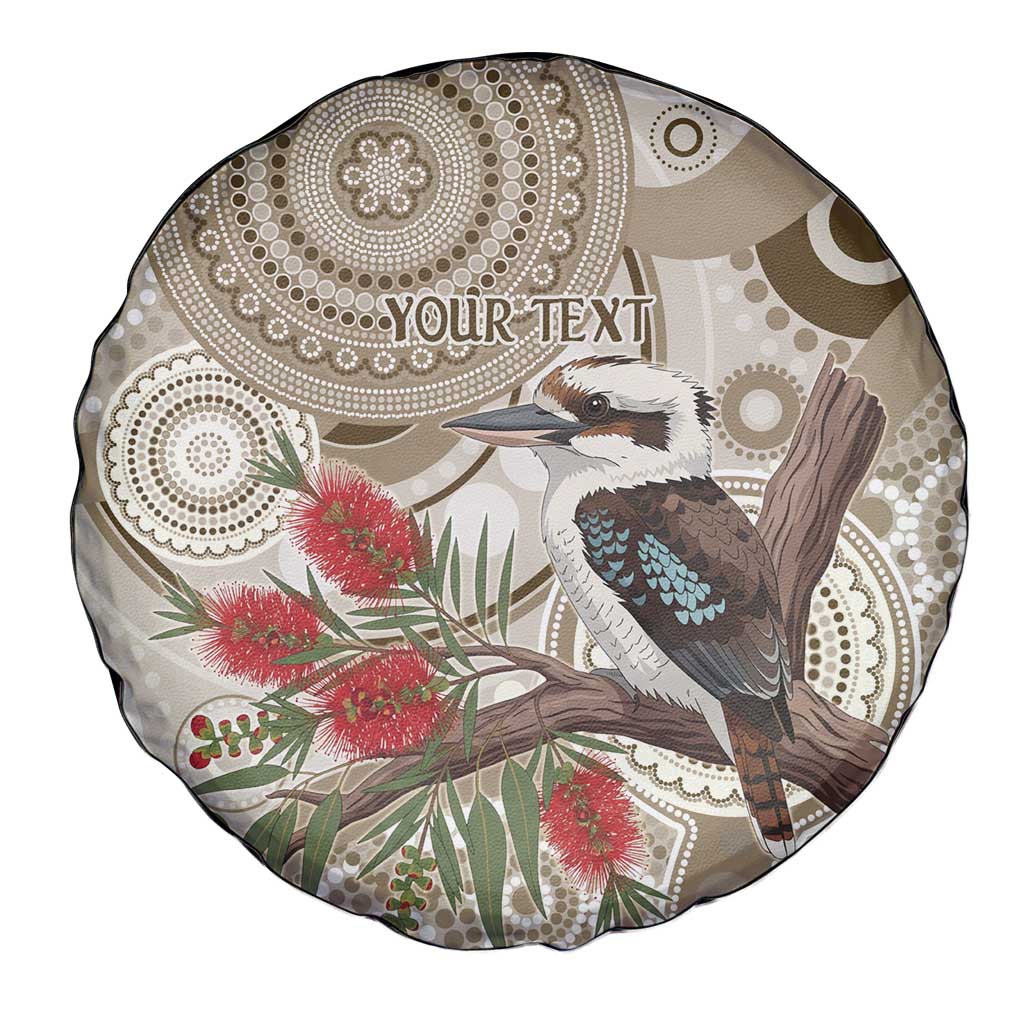 Kookaburra Bottlebrushes Personalised Spare Tire Cover Aboriginal Australian Dot Painting - Aussie Hoodie