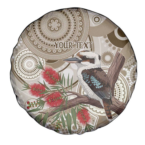 Kookaburra Bottlebrushes Personalised Spare Tire Cover Aboriginal Australian Dot Painting - Aussie Hoodie