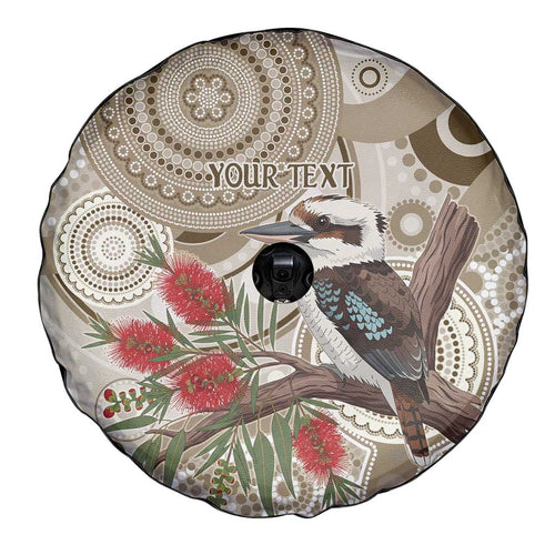 Kookaburra Bottlebrushes Personalised Spare Tire Cover Aboriginal Australian Dot Painting - Aussie Hoodie